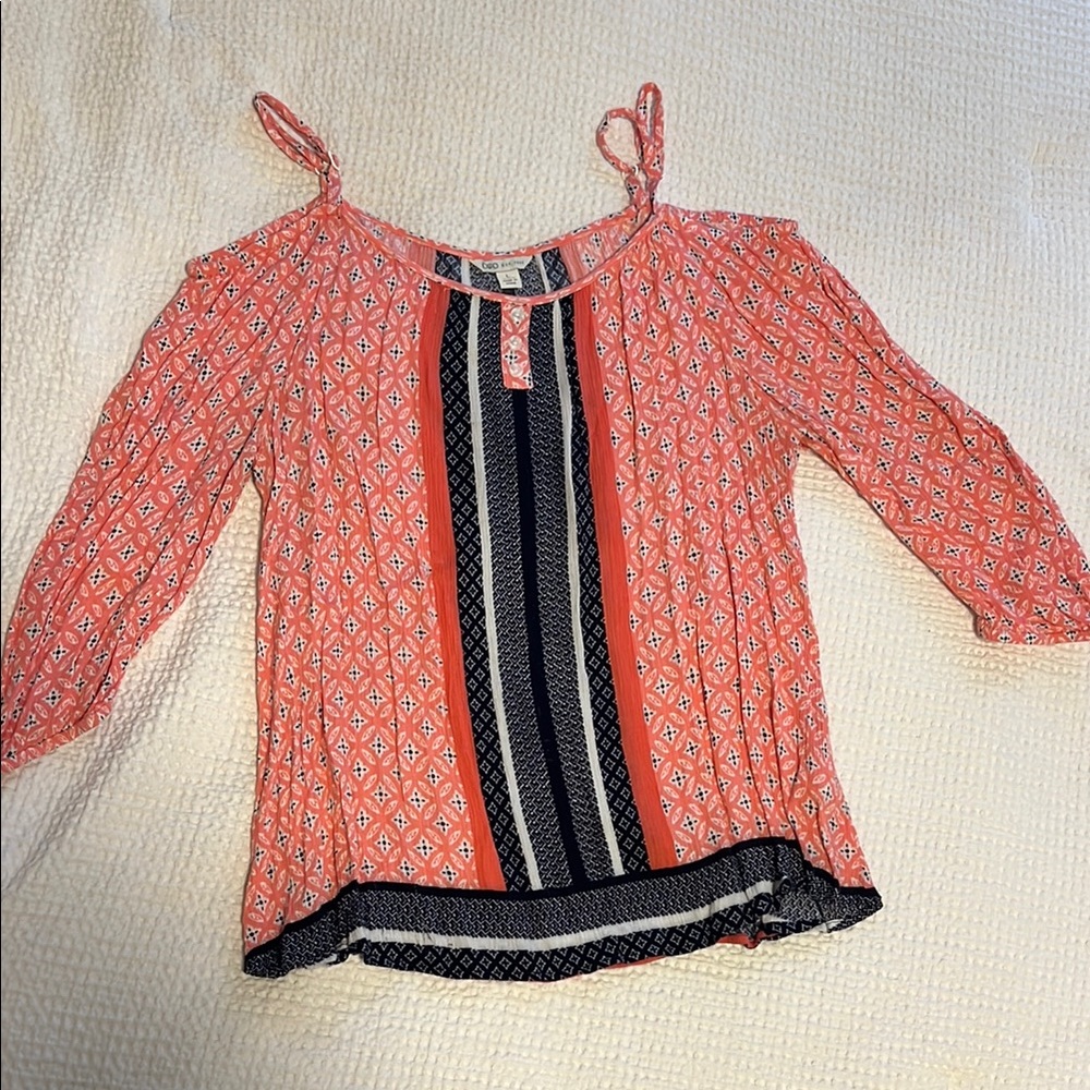 Cato Pink and Black Pleated Blouse with Tie Front
